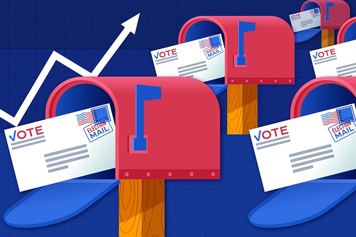 Graphic of ballots in mailboxes