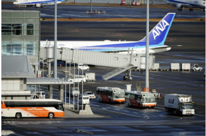 Airplane carrying evacuees.